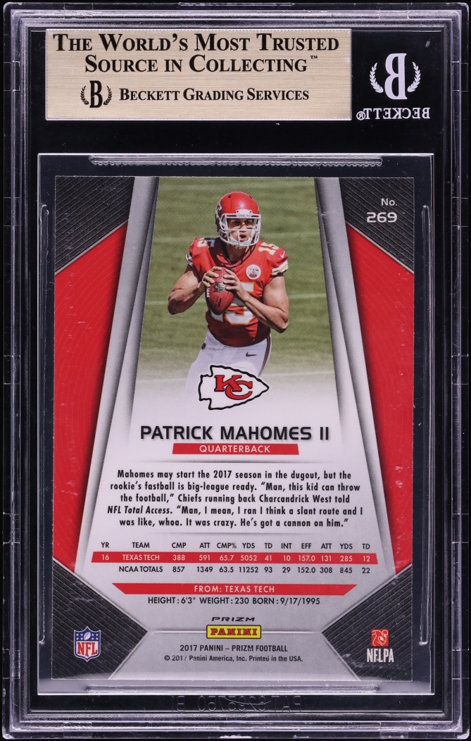 2017 Panini Prizm Patrick Mahomes Ii ROOKIE #269 BGS 9.5 GEM MINT