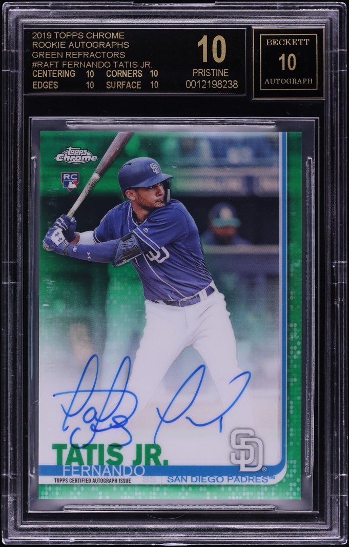 2019 Topps Chrome Green Refractor Fernando Tatis Jr. ROOKIE AUTO /99 #RAFT BGS 10 PRISTINE