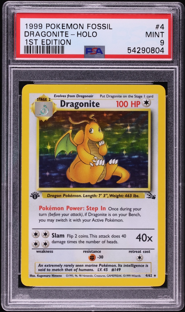 old dragonite pokemon card ARS9 Lv.43 No.149 Back Holo Rare 1998 Japan proof acrylic case and featuring a striking image of the captivating character Dragonite 1999 Fossil #04/62 Unlimited