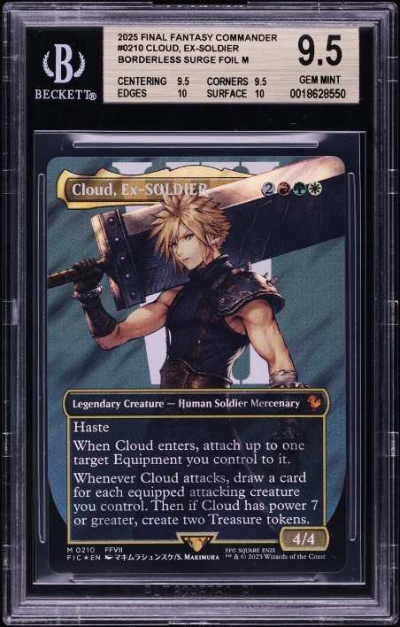 mtg ex cards Cloud, Ex-SOLDIER [Foil] #2 Prices | Magic Final Fantasy Commander draw a card for each equipped attacking creature you control Cloud, Ex-SOLDIER (#210) (surge foil)