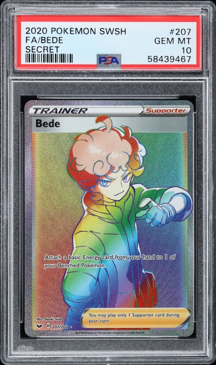2020 Pokemon Sword & Shield Rainbow Rare Bede #207 PSA 10 GEM MINT