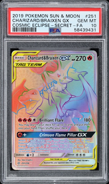 2019 Pokemon Sun & Moon Hidden Fates Full Art Shiny Charizard GX #SV49 PSA  9 MINT on Fanatics Collect