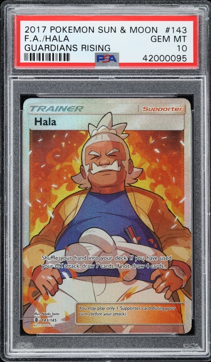 2017 Pokemon Sun & Moon Guardians Rising Full Art Hala #143 PSA 10 GEM MINT