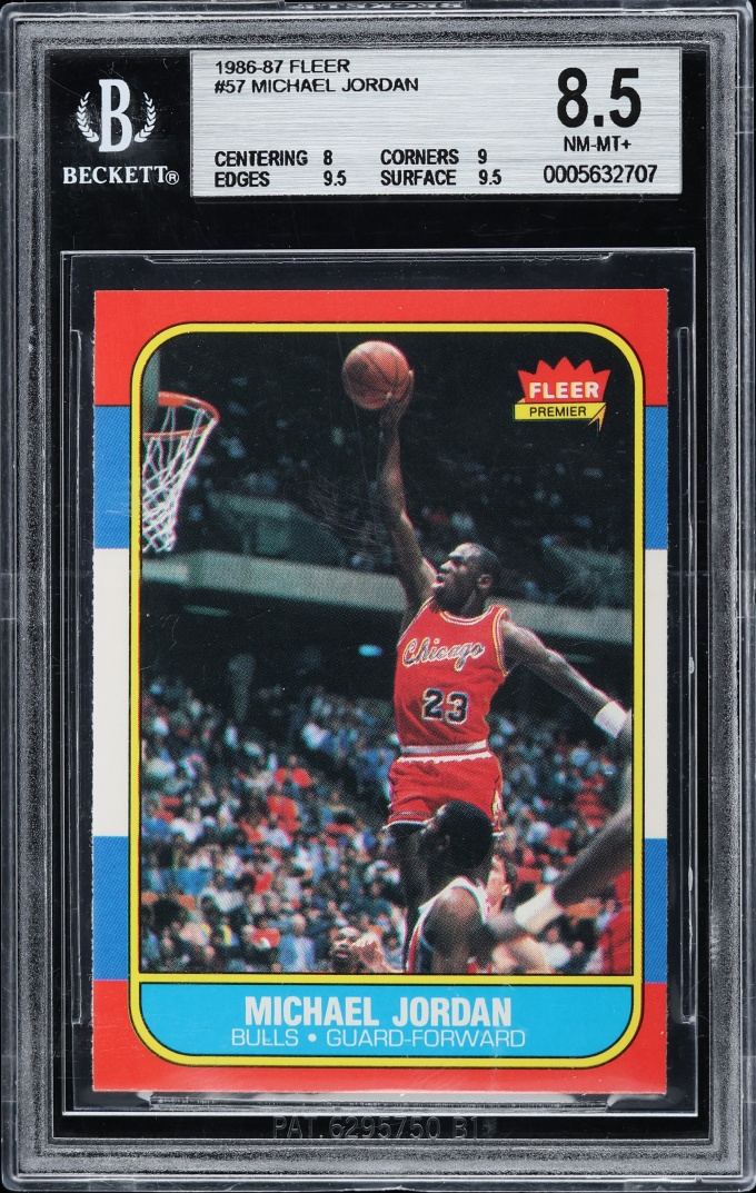 1986 Fleer Basketball Michael Jordan ROOKIE #57 BGS 8.5 NM-MT+