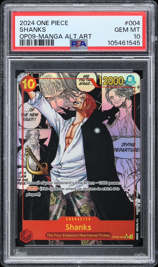 2024 One Piece Emperors In The New World Manga Art Shanks #OP09-004 PSA 10 GEM MINT