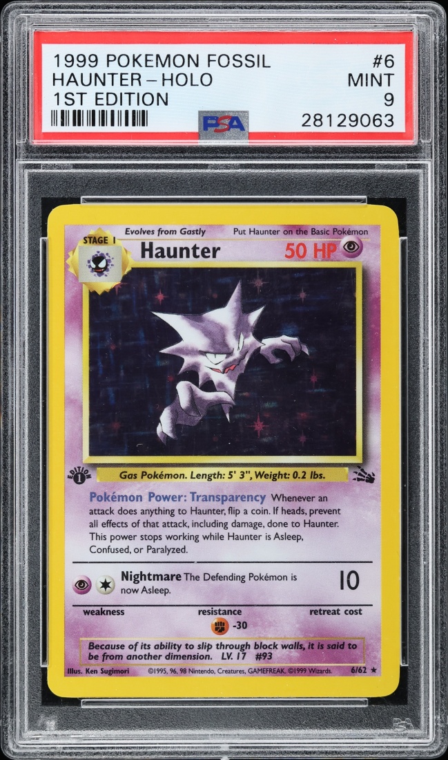 1999 Pokemon Fossil 1st Edition Holo Haunter #6 PSA 9 MINT