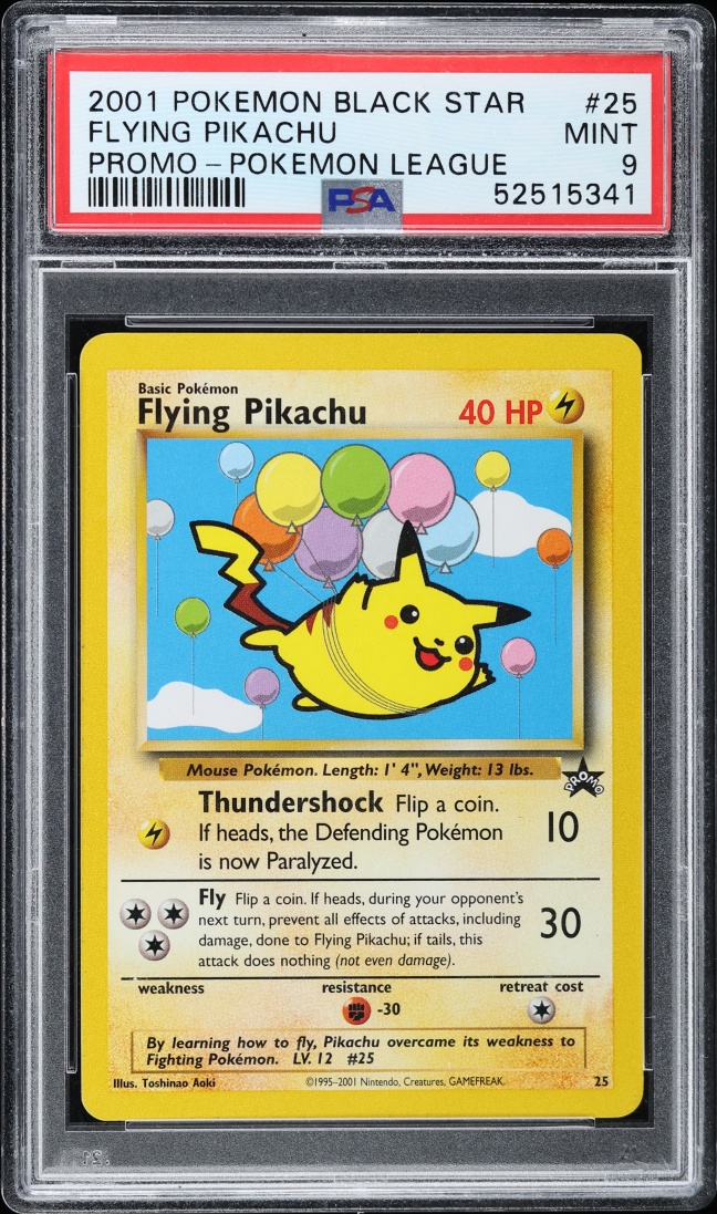 2001 Pokemon League Black Star Promo Flying Pikachu #25 PSA 9 MINT