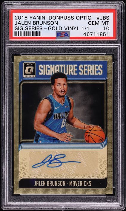 2018 Donruss Optic Signature Series Gold Vinyl Jalen Brunson ROOKIE AUTO 1/1 #JBS PSA 10 GEM