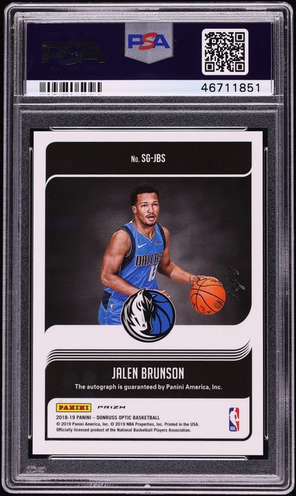 2018 Donruss Optic Signature Series Gold Vinyl Jalen Brunson ROOKIE AUTO 1/1 #JBS PSA 10 GEM