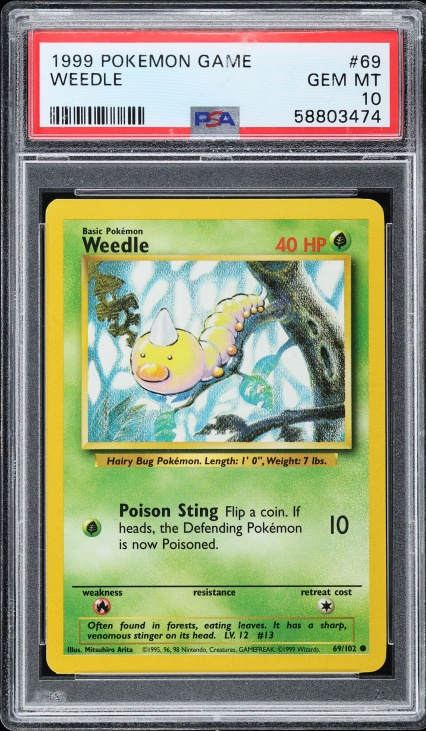 1995 weedle pokemon card 1995 Weedle Pokemon Card 100/130 & hornliu 49/102