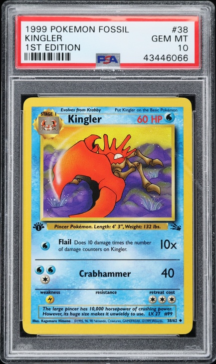 Pokemon Single Card FOSSIL (1ST Edition) - 38/62 : Kingler