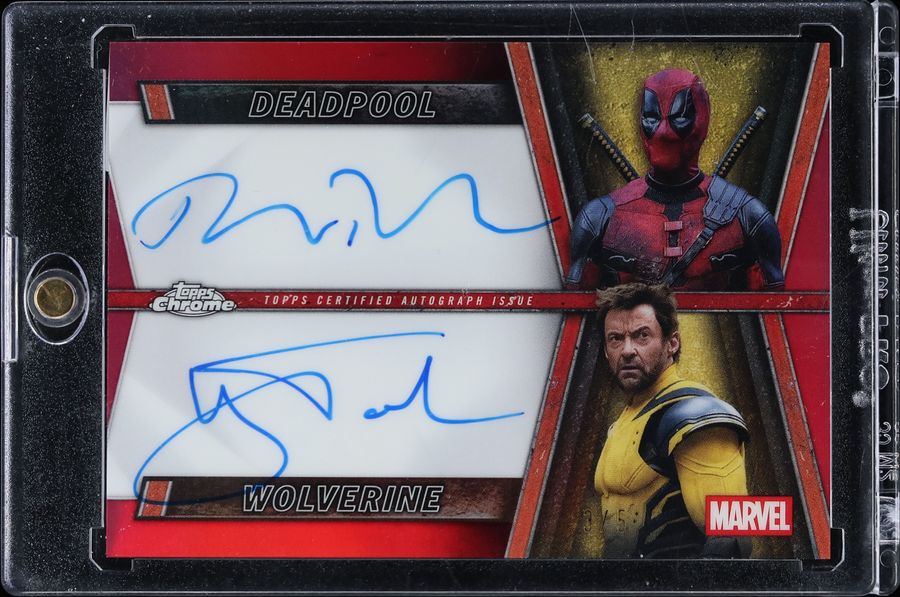2025 Topps Chrome Deadpool Dual Red Refractor Ryan Reynolds & Hugh Jackman AUTO /5 #TD-RH