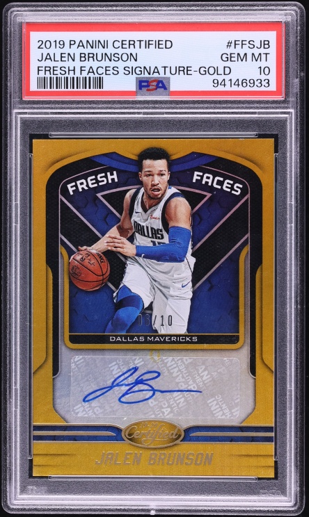 2019 Panini Certified Fresh Faces Gold Jalen Brunson AUTO /10 #FFS-JB PSA 10 GEM MINT