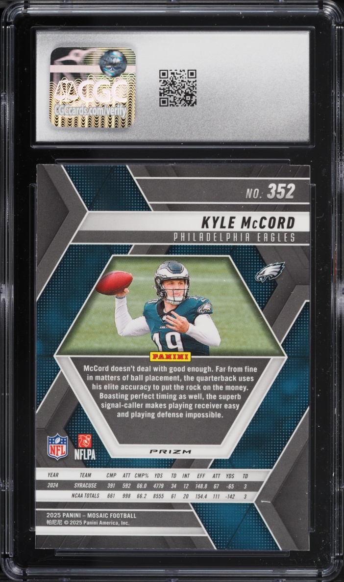 2025 Panini Mosaic Kyle McCord ROOKIE #352 CGC 10 GEM MINT