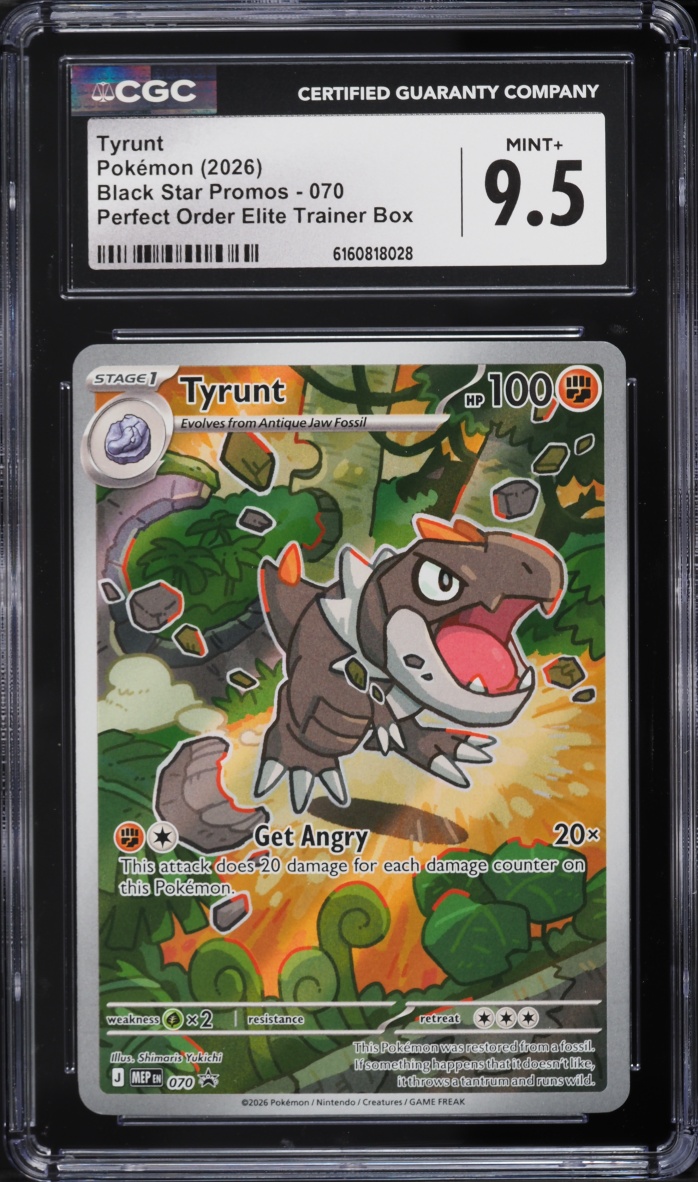 2026 Pokemon Mega Evolution Perfect Order Promo ETB Full Art Tyrunt #70 CGC 9.5 MINT+
