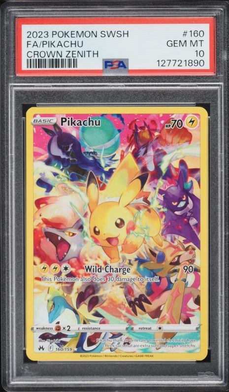 2023 Pokemon Sword & Shield Crown Zenith SEC Pikachu #160 PSA 10
