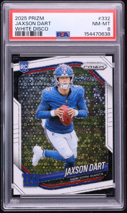 2025 Panini Prizm White Disco Jaxson Dart ROOKIE #332 PSA 8 NM-MT