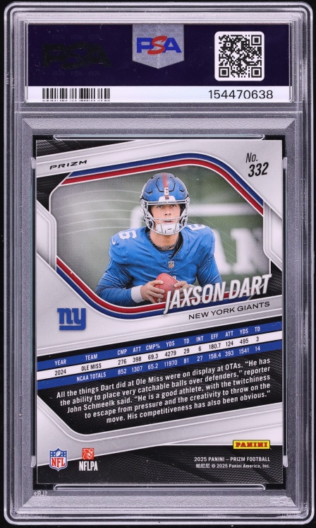 2025 Panini Prizm White Disco Jaxson Dart ROOKIE #332 PSA 8 NM-MT
