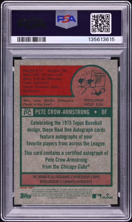 2024 Topps Heritage Real One Pete Crow-Armstrong ROOKIE AUTO #ROA-PC PSA 9 MINT