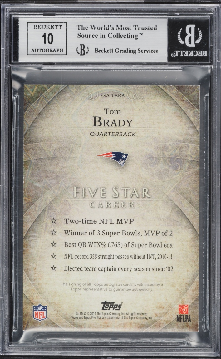 2014 Topps Five Star Tom Brady AUTO #FSA-TBRA BGS 9 MINT