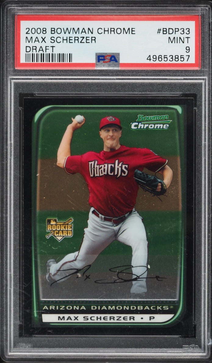 2008 Bowman Chrome Draft Max Scherzer ROOKIE #BDP33 PSA 9 MINT