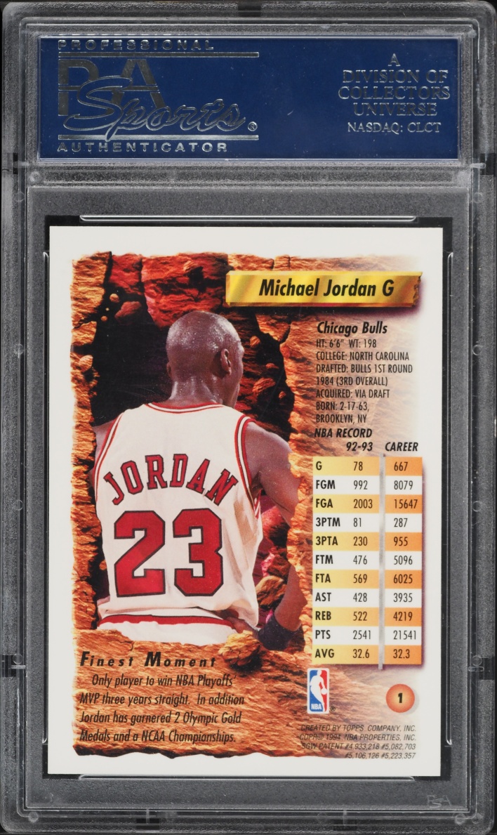 1993 Finest Basketball Michael Jordan #1 PSA 10 GEM MINT