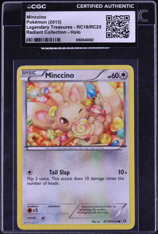 2013 Pokemon Black & White Legendary Treasures Radiant Collection Holo Minccino #RC18 CGC AUTH