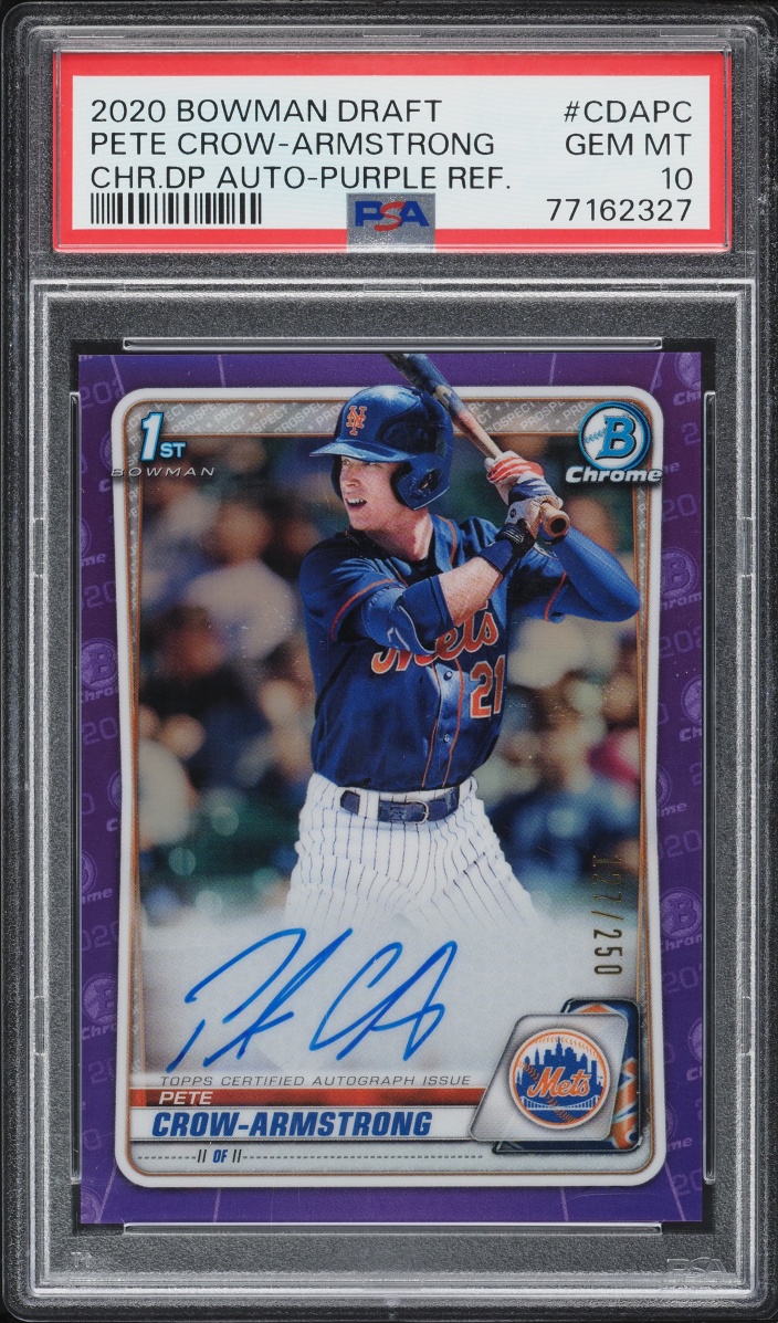 2020 Bowman Chrome Purple Refractor Pete Crow-Armstrong PROSPECT AUTO /250 #CDA-PC PSA 10