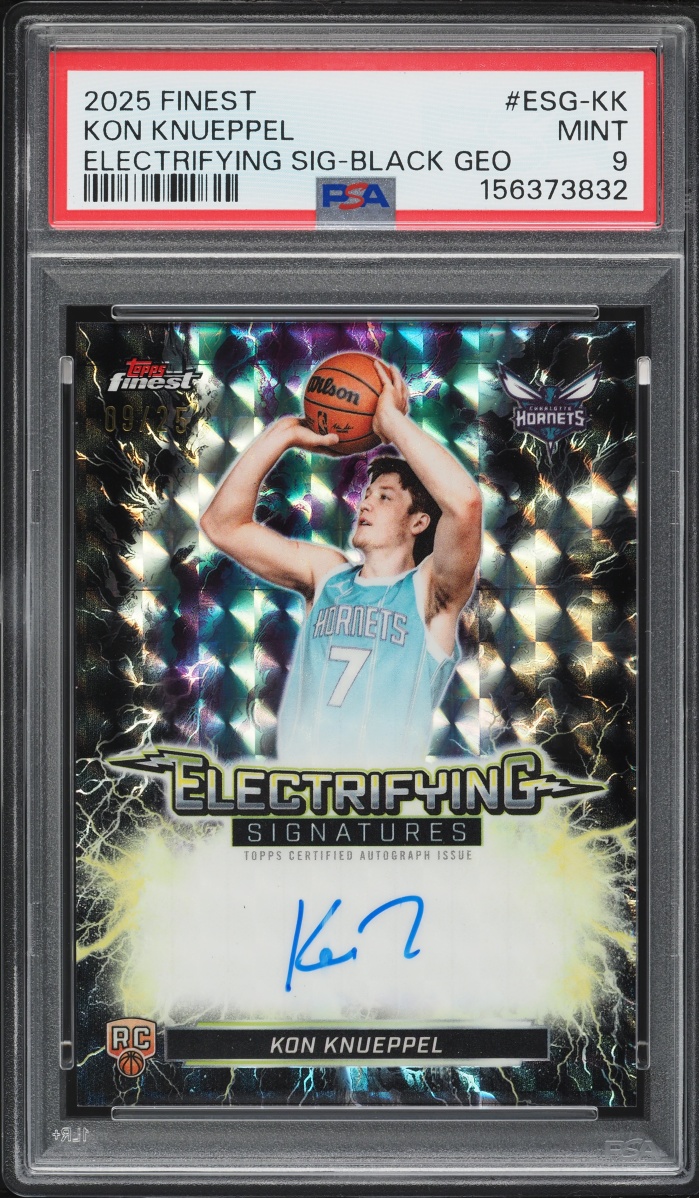 2025 Finest Electrifying Black Geometric Kon Knueppel ROOKIE AUTO /25 #ESG-KK PSA 9 MINT