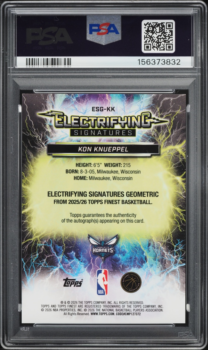 2025 Finest Electrifying Black Geometric Kon Knueppel ROOKIE AUTO /25 #ESG-KK PSA 9 MINT