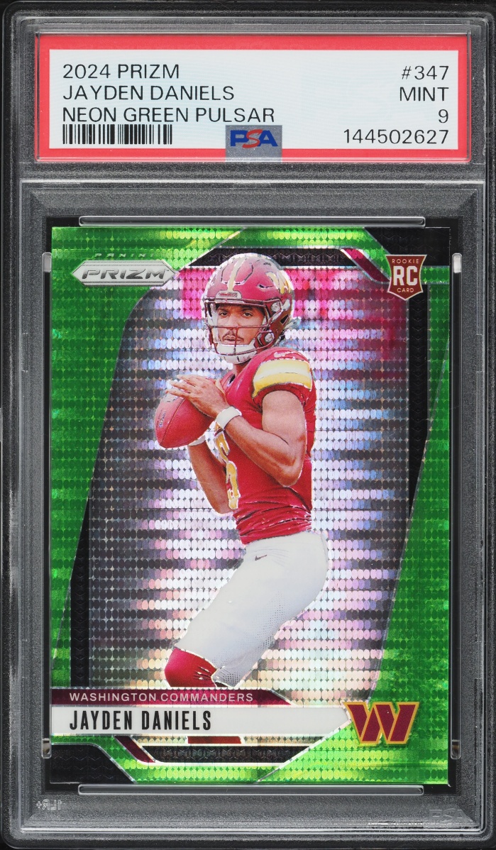 2024 Panini Prizm Neon Green Pulsar Jayden Daniels ROOKIE #347 PSA 9 MINT