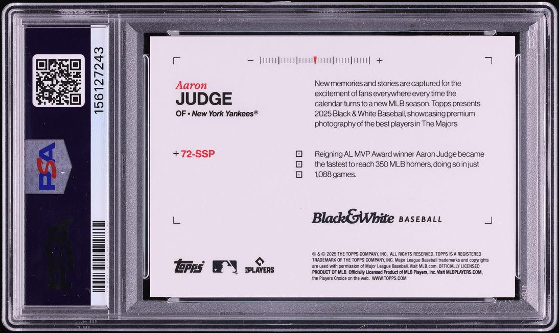 2025 Topps Black & White Aaron Judge SSP #72-SSP PSA 10 GEM MINT