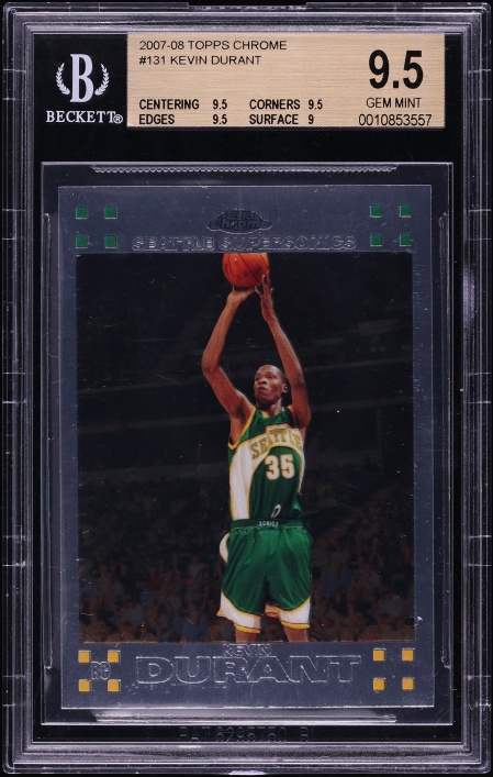 2007 Topps Chrome Kevin Durant ROOKIE RC #131 BGS 9.5 GEM MINT on