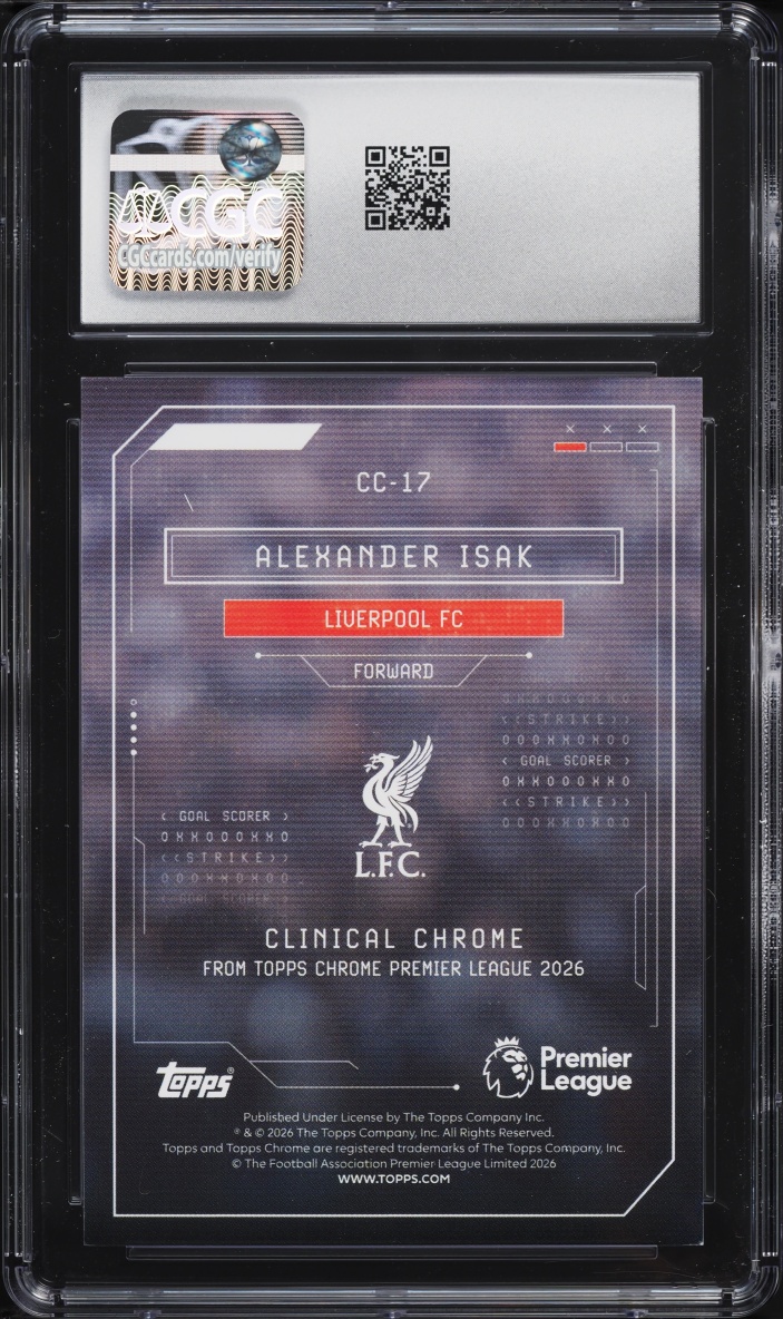 2025 Topps Chrome EPL Clinical Gold Refractor Alexander Isak /50 #CC-17 CGC 9 MINT