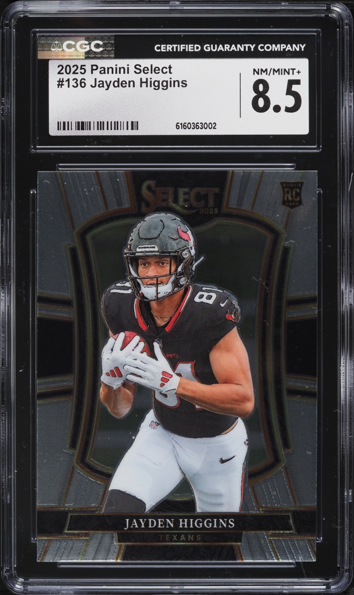 2025 Select Premier Level Jayden Higgins ROOKIE #136 CGC 8.5 NM-MT+