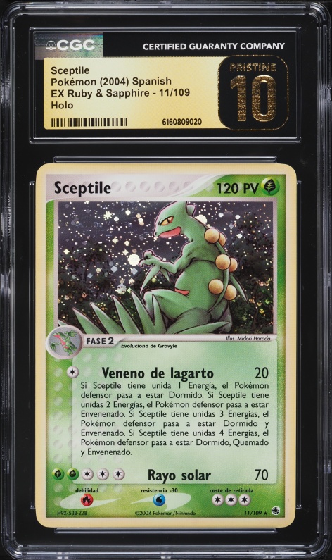 2004 Pokemon Spanish EX Ruby & Sapphire Holo Sceptile #11 CGC 10 PRISTINE