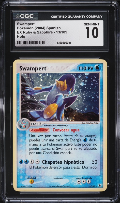 2004 Pokemon Spanish EX Ruby & Sapphire Holo Swampert #13 CGC 10 GEM MINT