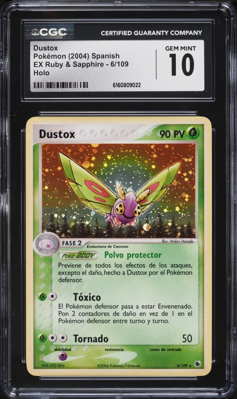 2004 Pokemon Spanish EX Ruby & Sapphire Holo Dustox #6 CGC 10 GEM MINT