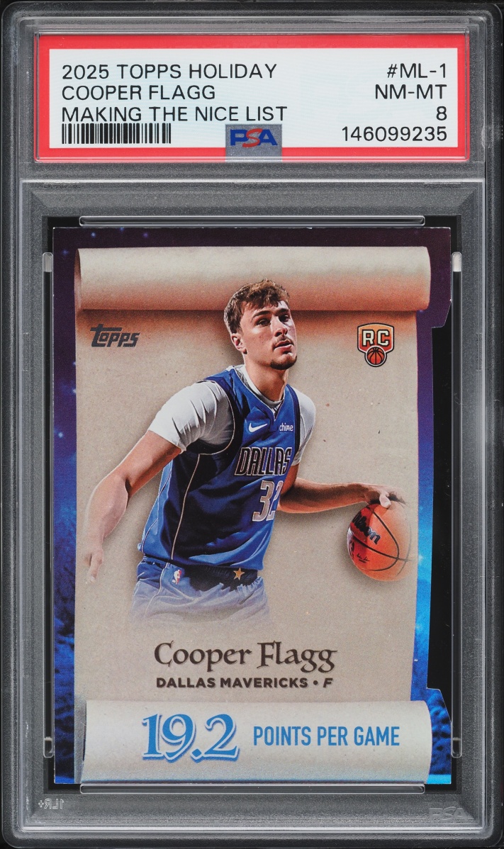 2025 Topps Holiday Making The Nice List Cooper Flagg ROOKIE #ML-1 PSA 8 NM-MT