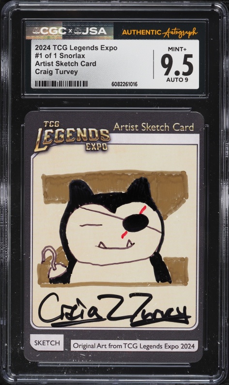 2024 TCG Legends Expo Artist Sketch Card Snorlax Craig Turvey AUTO 1/1 #1  of 1 CGC 9.5 MINT+ on Fanatics Collect
