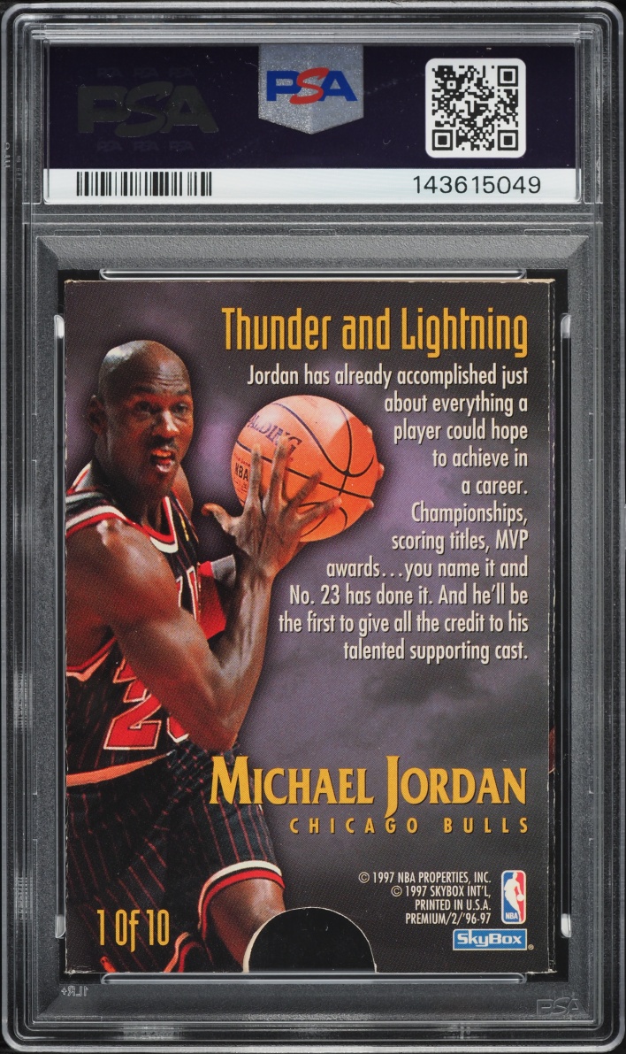 1996 Skybox Premium Thunder And Lightning Michael Jordan #1 PSA AUTH