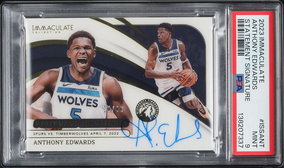 2023 Panini Immaculate Collection Statement Signatures Anthony Edwards AUTO /49 #ISSANT PSA 9