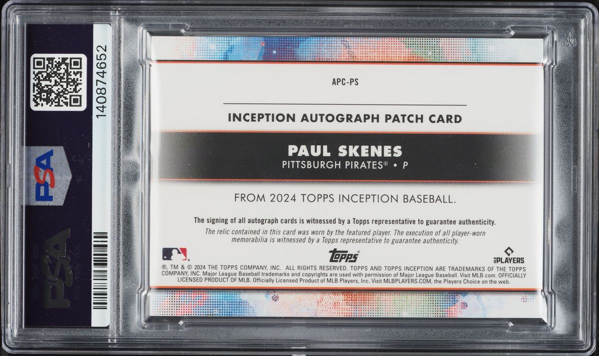 2024 Topps Inception Green Paul Skenes ROOKIE PATCH AUTO /99 #APCPS PSA 9 MINT