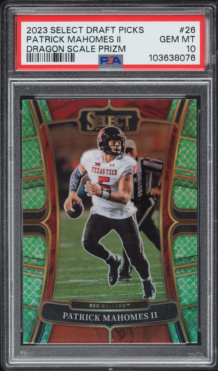 2023 Select Draft Picks Dragon Scale Prizm Patrick Mahomes II #26 PSA 10 GEM MINT