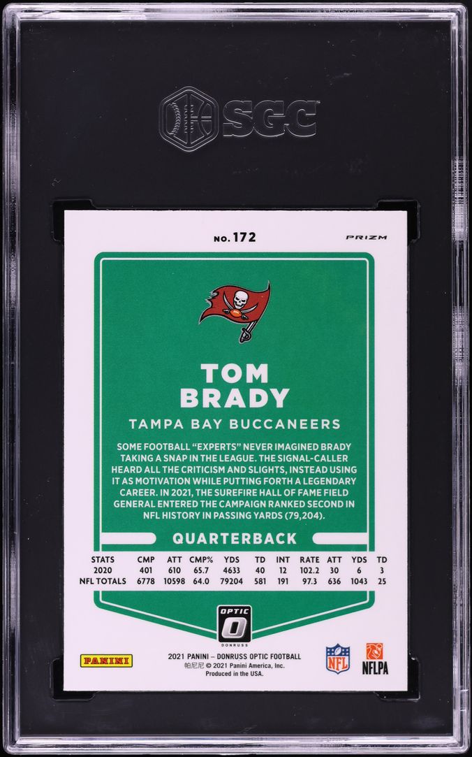 2021 Donruss Optic Holo Prizm Tom Brady #172 SGC 7 NRMT