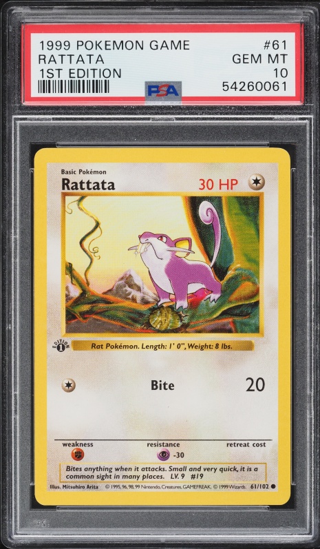 1995 rattata pokemon card value Pokemon Base Set Common Rattata #61 [Shadowless]