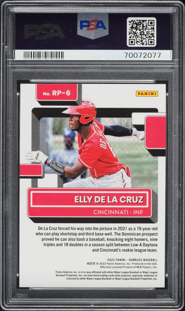 2022 Donruss Rapture Elly De La Cruz PROSPECT #RP6 PSA 10 GEM MINT