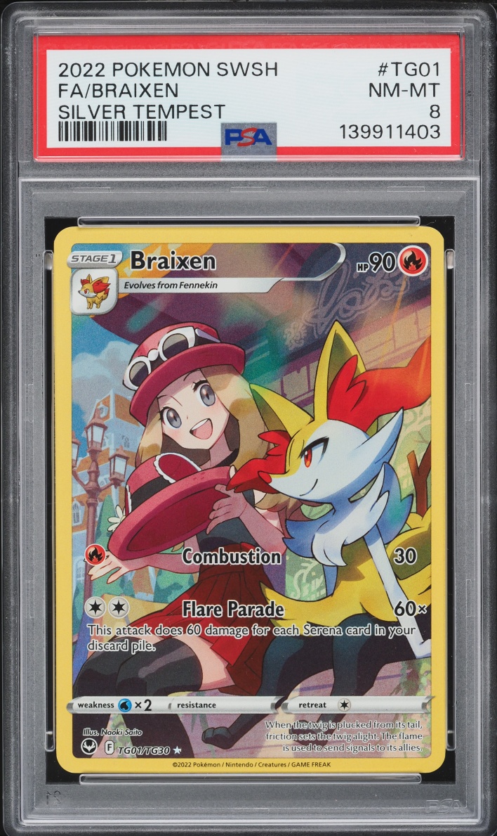 2022 Pokemon Sword & Shield Silver Tempest Trainer Gallery CHR Braixen #TG01 PSA 8 NM-MT