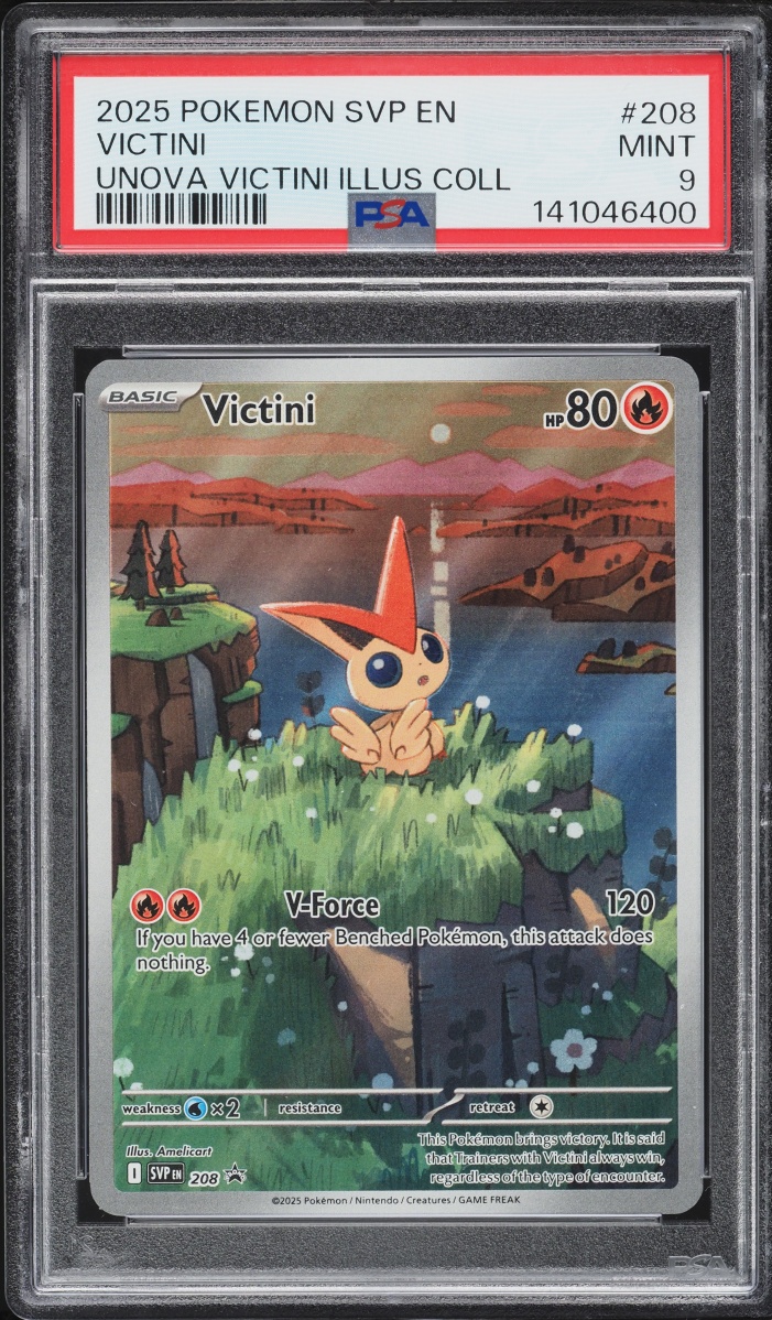 2025 Pokemon Scarlet & Violet Promo Unova Illustration Full Art Victini #208 PSA 9 MINT