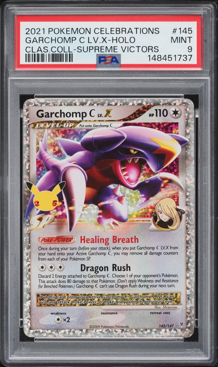 2021 Pokemon Sword & Shield Celebrations Holo Garchomp C LV.X #145 PSA 9 MINT